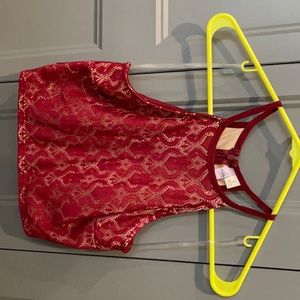 Formal Red lace Crop Top